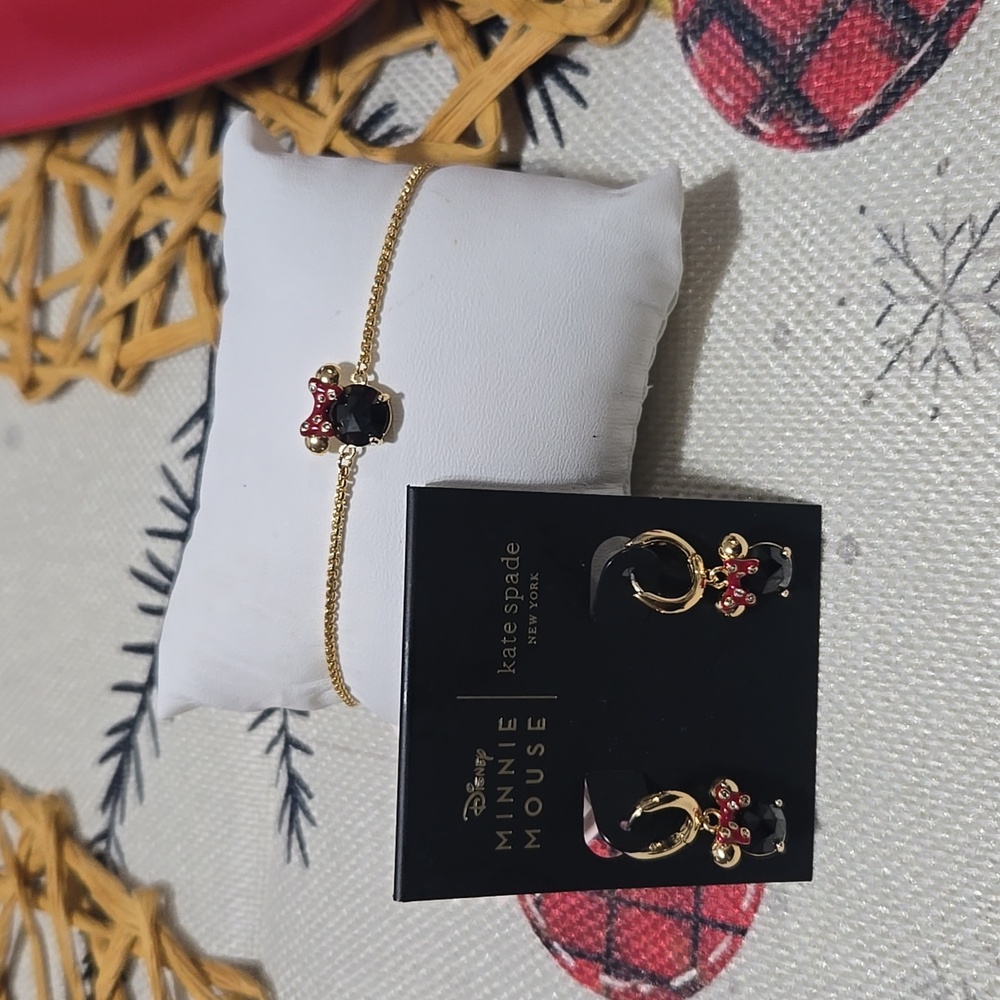 Kate Spade Minnie Mouse Bracelet And Earrings